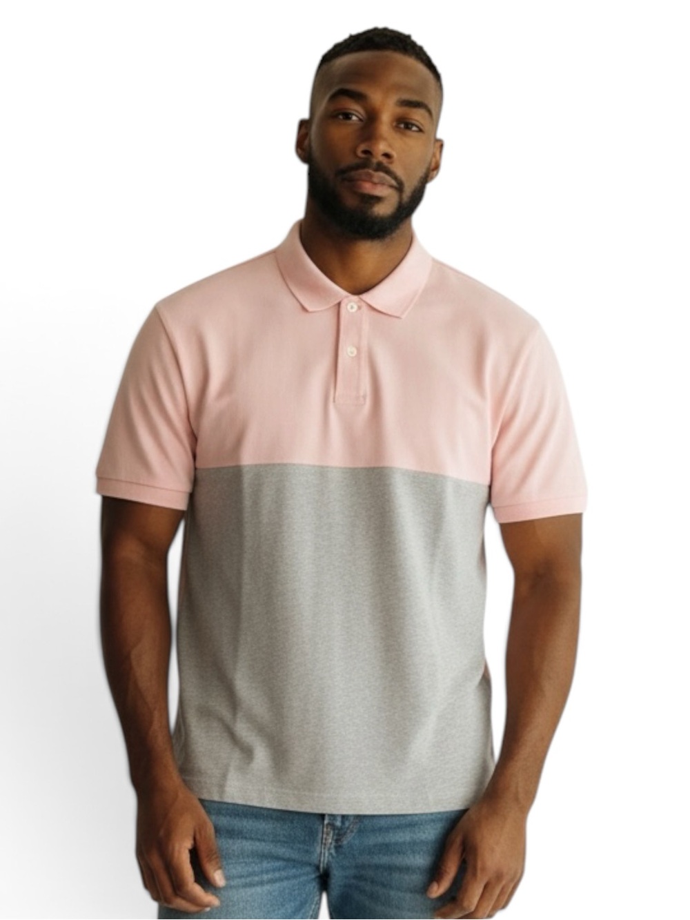GAP Classic Two Tone Pink Gray Men Golf Polo Shirt XL Colorblock Preppy Dadcore